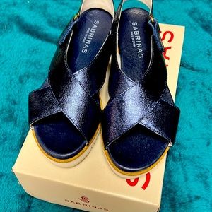 Sabrina’s Miami metal Azul sandal worn once